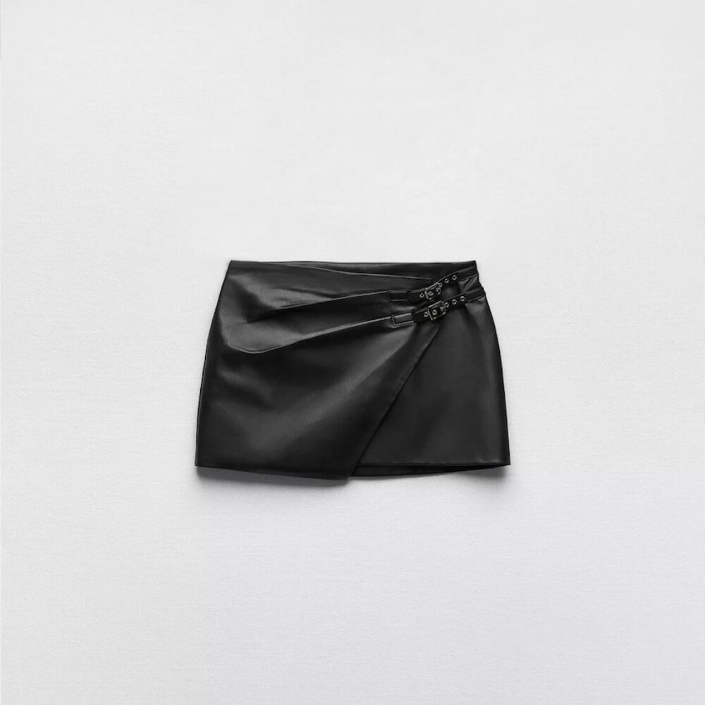 Zara Black Mini Leather Skirt